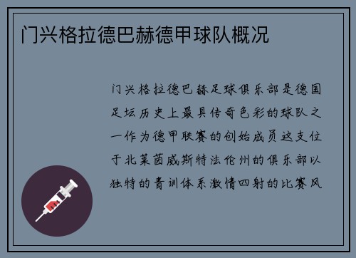 门兴格拉德巴赫德甲球队概况